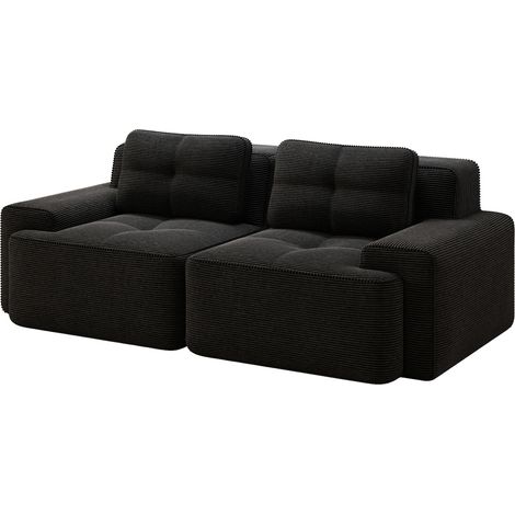 2-Sitzer modulares Sofa aus schwarzem Kordstoff MODENUIT (1/5)
