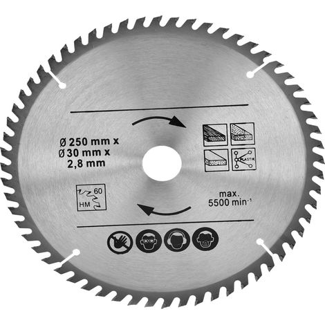 Zwei 250 mm TCT-Sägeblätter, 48 und 60 Zähne, ausschließlich erhältlich ab Lager im Ausland. (1/5)
