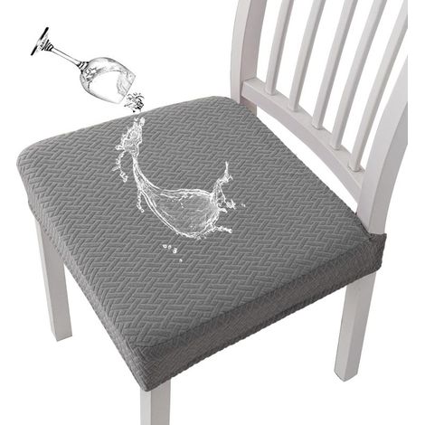 Housses de chaise extensibles en jacquard imperméable pour salle à manger, lot de 2 (gris clair, 2 pièces) (1/5)