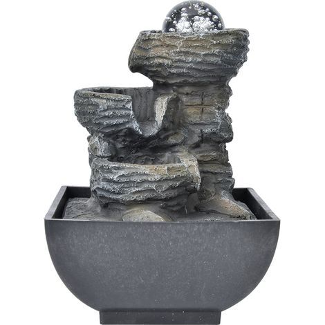 Eleganter Tischbrunnen aus Kunstharz mit Leuchtkugel, EU-Stecker 220 V (1/5)