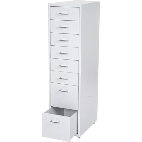 Décoshop26 – Caisson à tiroirs sur roulettes 110x28x41cm – 8 tiroirs en acier peint – Charge max 5 kg par tiroir – 40004352