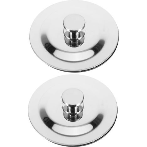 2 bouchons de baignoire, argenté, inox, pour bonde et bain (1/5)