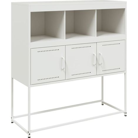 Credenza buffet cassettiera mobile contenitore organizer cucina soggiorno soggiorno 100,5 x 39 x 107 cm acciaio bianco 020030144