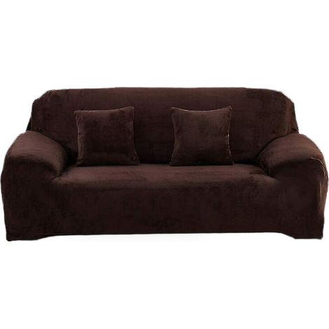 Housse de canapé 2 places coussin non en velours couleur unie Facile à installer extensible élastique Lavable machine Tissu (1/5)