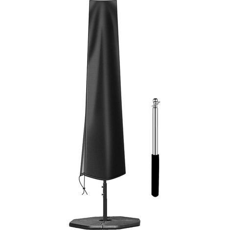 Funda impermeable para sombrilla de jardín, fabricada en tela Oxford, protección contra el polvo y el sol, color negro, 190 x 50 x 30 cm. (1/5)