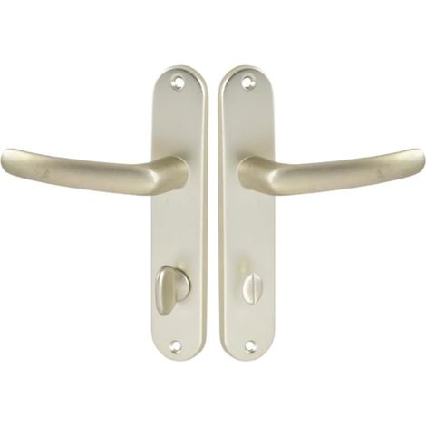 1 Set Poignée De Porte Sur Plaque, Aluminium, Finition Champagne, Entraxe 165 Mm, Pour Wc Et Sdb
