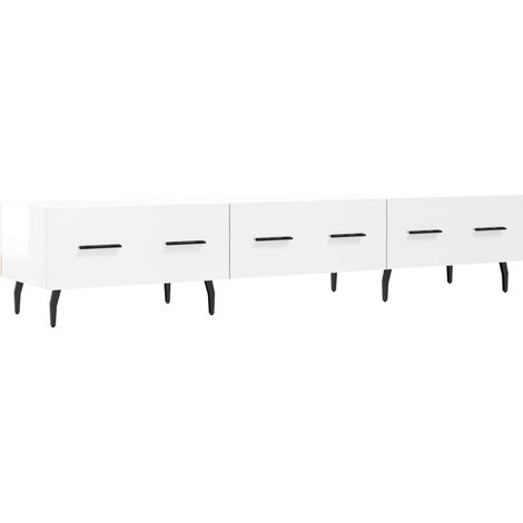 Meuble TV multimédia étagère télévision buffet téléviseur salle à manger salon chambre brillant 150 x 36 x 30 cm bois d'ingénierie blanc