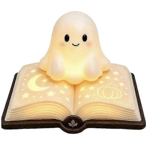 Veilleuse fantôme d'Halloween, figurine de lampe fantôme mignonne, décoration de table pour bureau ou étagère (1/5)