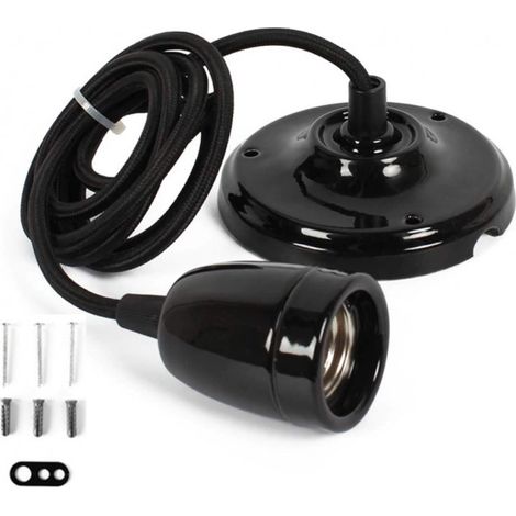Lampe suspendue en céramique - E27 - 5 couleurs - Noir (1/5)