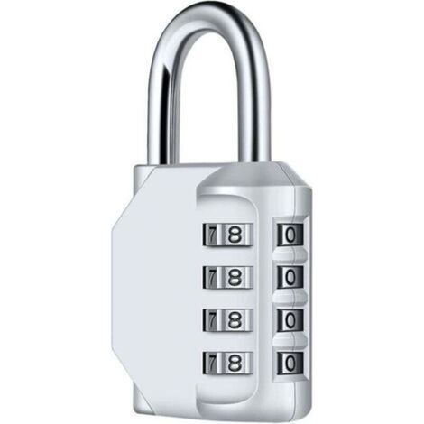 4-Digit Combination Padlock - Silver, diyife Waterproof, Waterproof Metal Combination Clasp and Plated Steel (1/5)