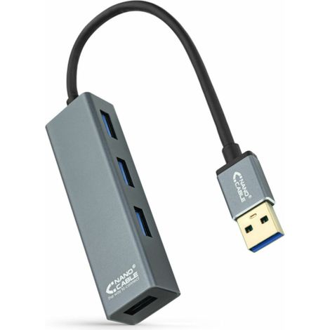 Hub USB 3.0 Nanocable 10.16.4402/ 4 Puertos USB/ Gris (1/2)