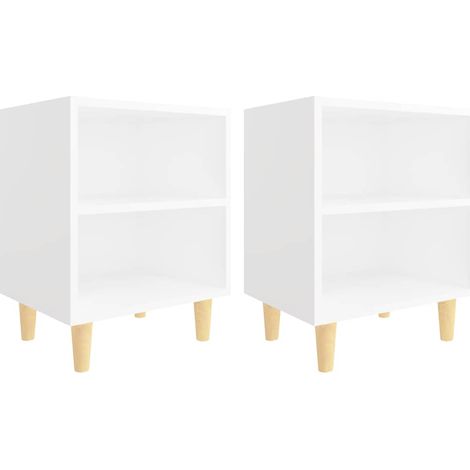 Mesitas de noche patas madera maciza blanca 2 uds 40x30x50 cm vidaXL (1/5)