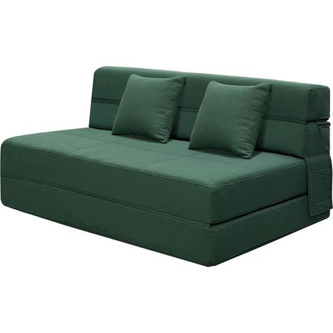 Schlafsofa mit Schlaffunktion, 150cm breit, dunkelgrün, Memory Schaum & 2 Kissen (1/5)