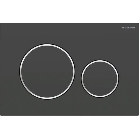 Plaque de déclenchement Geberit Sigma20 pour rinçage double touche: noir mat laqué, revêtement facile à nettoyer, chromé brillant (115.882.14.1) (1/4)
