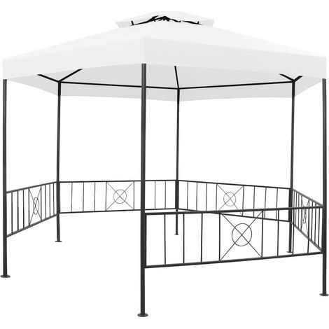 Tonnelle Barnum de Jardin, Pavillon, Pergola, Tente de jardin, 323x275x265 cm Blanc 180 g/m² OIB5355E (1/5)