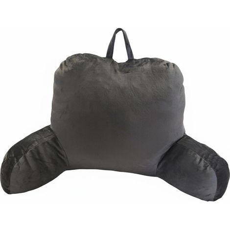 Oreiller de Lecture Lit Dossier Coussin Accoudoirs Maintien Ergonomique Dos Nuque Bras Remplissage Housse Douce Poignée Portative Adapté à la Lecture Séries Chambre Salon, Gris (1/5)