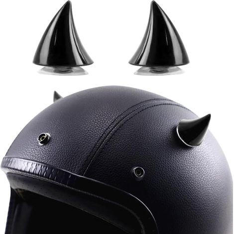 2 Pièces Décoration Corne Casque, Corne De Casque De Moto avec Ventouses, Décoration Casque Moto Corne en Caoutchouc, Accessoires Décoration Conversion pour Moto Scooter Casques(Noir) (1/5)