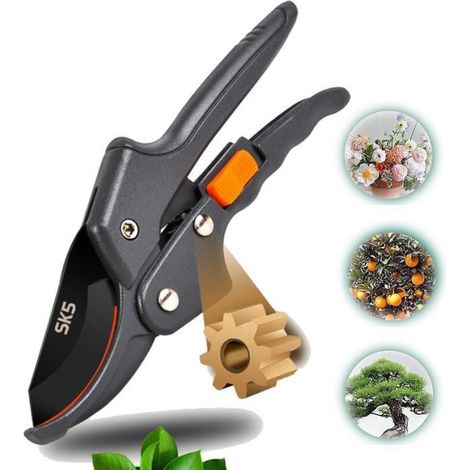 Gartenschere - Manuelle Ratschenschere - Schwarz - 20,5 x 6,5 cm - Ergonomisch - Hochwertig