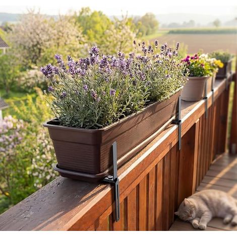Set of 4 H-shaped flower box brackets balcony railings and planters balcony planter stand railing (1/3)