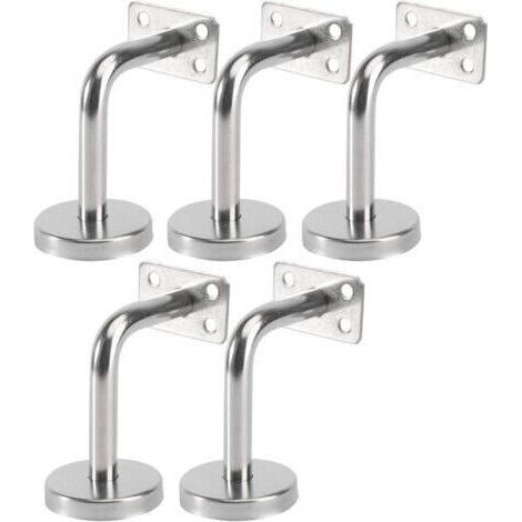 LaBlanc - Lot de 5 Support Main Courante Inox - Murale Supports de Main Courante pour Escalier Exterieur Intérieur, Rampe Escalier Bois, Rail D'escalier (6x8x5cm/2.7x3.1x2.0in) (1/5)