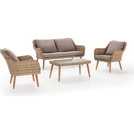 Conjunto Muebles de jardín Lila de ratán sintético, 4 Piezas (1/5)