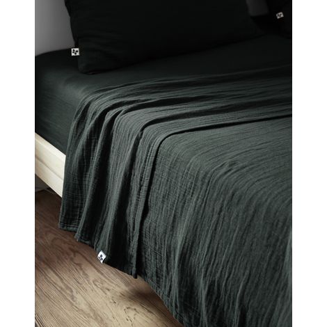Drap plat "Gaïa" toutes dimensions "Gaze de Coton" l'Effet Papillon - Gaia Sapin - 240 x 300 cm pour lit 2 places