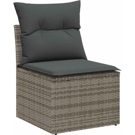Garden Sofa Set 7 pcs Grey 55 x 55 x 37 cm Poly Rattan vidaXL
