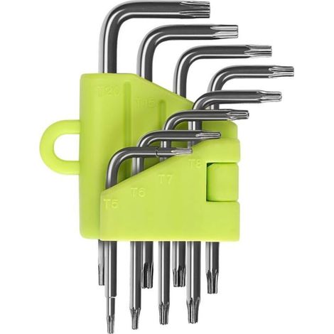 Clés Torx coudées. Jeu de 8 clés Torx Allen. Tournevis Torx T5, T6, T7, T8, T9, T10, T15 et T20. Coffrets de clés, outils à main, clés Torx Allen. (1/5)