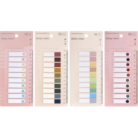 Lot de 800 marqueurs repositionnables avec règle, PET imperméable, onglets colorés pour notes, signets de page, autocollants pour école, bureau, cahiers et classeurs (1/5)
