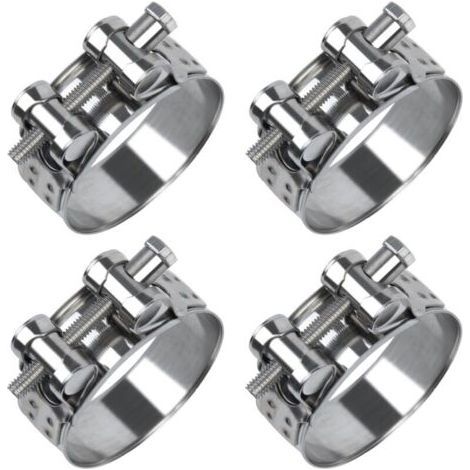 Lot de 4 colliers de serrage à boulon articulé en acier inoxydable - 48-51 mm - Largeur de bande : 22 mm - Pour piscine, machine à laver, tuyau à essence, étang et jardin (1/5)