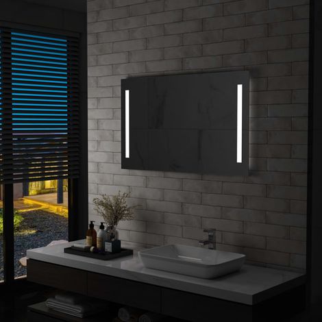 Espejo de pared LED para baño 100 x 60 cm DEC022588