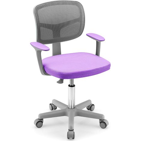 Chaise de bureau pour enfants 54 x 50 x 91,5 cm rembourrée avec soutien lombaire design en PP violet (1/2)