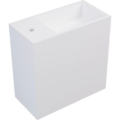 Lavabo sospeso con nicchia Rubinetto a sinistra 40 cm in Solid Surface Bianco - PUMORI (1/5)