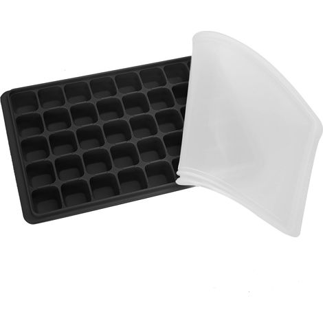 Moule À Glaçons En Silicone - 40 Cavités Avec Couvercle - Résistant De -40°C À 240°C - Pour Cuisine Et Bar - Noir - 1 Pièce (1/5)