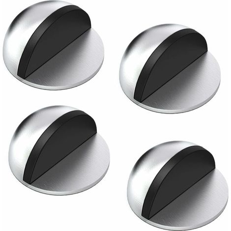 Arrêts de Portes, Lot de 4 Arrêts et Butées de Porte en Acier Inoxydable avec pare-chocs en caoutchouc, Stop-Porte Adhésif pour tous les sols durs-LIAIKI (1/5)