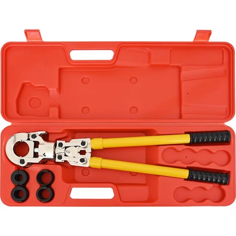 Pince à sertir hydraulique pour tuyaux, acier jaune, 4 adaptateurs 16-32 mm - PANGIVO (1/5)