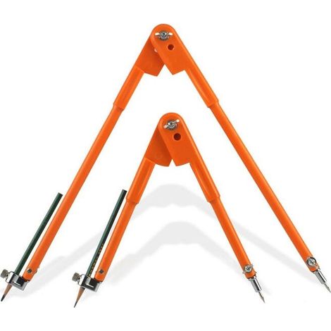 Lot de 2 compas à bois, acier carbone, plastique PP, verrouillage précis, menuiserie, géométrie, orange (1/5)