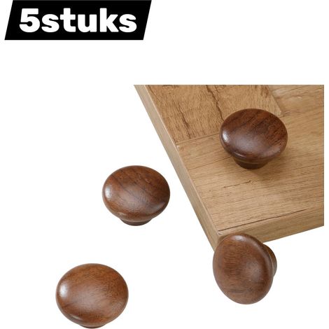 5 pièces Poignée Poignée de tiroir à un trou Noyer champignon Poignée de tiroir à un trou Poignée de meuble 1 trou Poignée décorative Pour buffets armoires penderies Bois naturel (1/5)