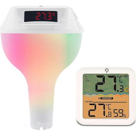 Thermomètre solaire numérique flottant pour piscines, avec LED, étanche, IP68, pour mesurer la température de l'eau dans les piscines et les spas.-AquaForge (1/5)