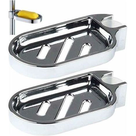 Douche Porte-Savon,2 Pièces Porte-Savon pour Barre de Douche Beau et Éléganttitulaire Un Porte-Savon Douche réglable pour Barre de Douche pour Barre de Douche,Cuisine, Salle de Bain,25mm,Argent (1/4)