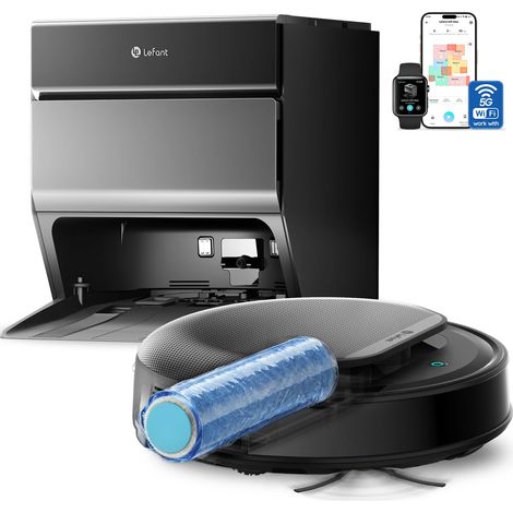 Lefant M5 Max Robot Aspirateur Laveur Rouleau 25000Pa 100% Anti-Enroulement,Roller 20 cm Zéro Enchevêtrement, Lavage du Rouleau à 80 °C avec Séchage Air Froid, Navigation dToF + PSD 2.0, App - Gris (1/5)