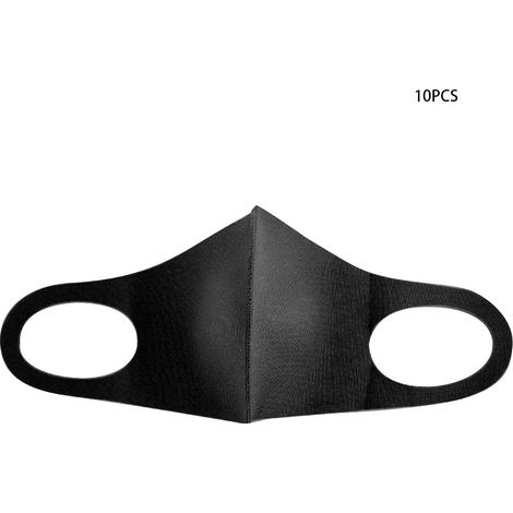 Lot de 10 masques buccaux réutilisables pour enfants, anti-poussière, protection solaire et respirants, noirs (1/5)