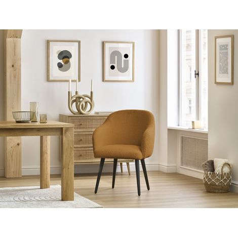 BOBOCHIC - Lot de chaises SOPHIE tissu bouclette et pieds scandinaves noirs Jaune (1/5)