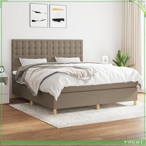 Sommier à lattes avec matelas - FAF7291712413070 - 180x200 cm - Tissu taupe - Matelas ressorts ensachés 20 cm (1/5)