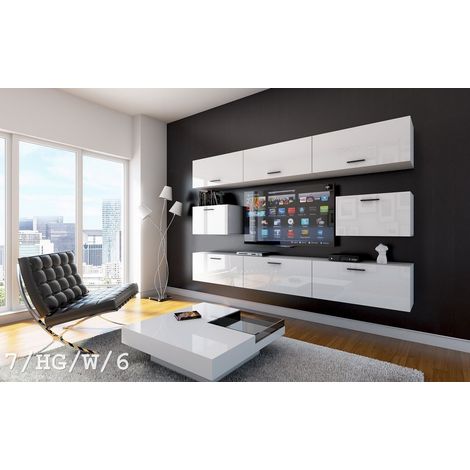Ensemble meuble TV CONCEPT 7-HG-W-6 blanc brillant 249 cm (1/2)