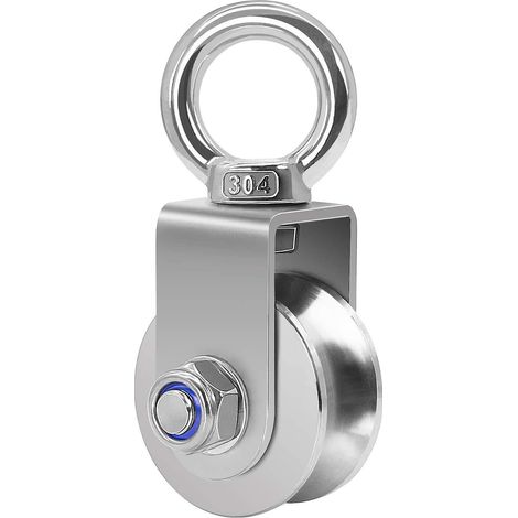 Poulies de 48 MM avec 2 roulements à billes, bloc de poulie de fitness de type U et palier en acier inoxydable 304 pour câble en acier de cordes de 16 mm, capacité de charge 500 kg
