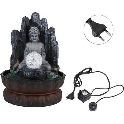 Fontaine de bureau en forme de Bouddha, décoration en résine pour table, ornement lumineux zen, statuette apaisante pour intérieur, cadeau spirituel. (1/5)