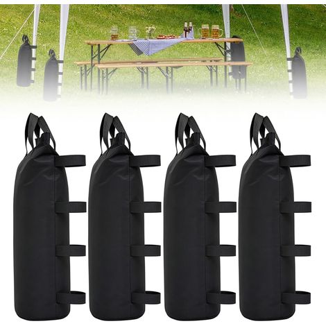 Lot de 4 sacs de sable pour tonnelle de 50 x 20 cm Tissu Oxford 800D 4 sacs de sable 50 x 20 cm avec fermeture pour tonnelle, stand de marché, tente (1/5)