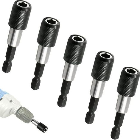 Portapuntas magnético de 5 piezas, portapuntas para destornillador de impacto de 60 mm (1/4"), para paneles de yeso y para atornillar tornillos de liberación rápida en placas de yeso. (1/5)