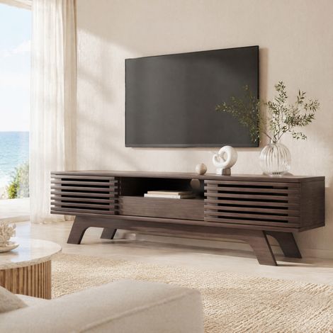 Mueble TV 150 x 35 x 44 cm con 1 cajón, 2 puertas, madera vintage DESVIAE (1/5)